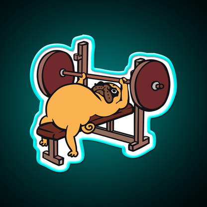Pug Bench Press Gym Fitness Led Neon Sign Rgb Color