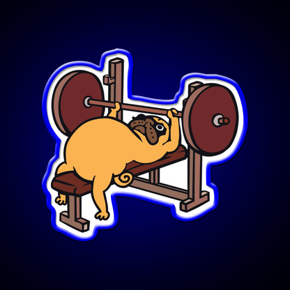 Pug Bench Press Gym Fitness Led Neon Sign Rgb Color