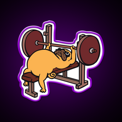 Pug Bench Press Gym Fitness Led Neon Sign Rgb Color