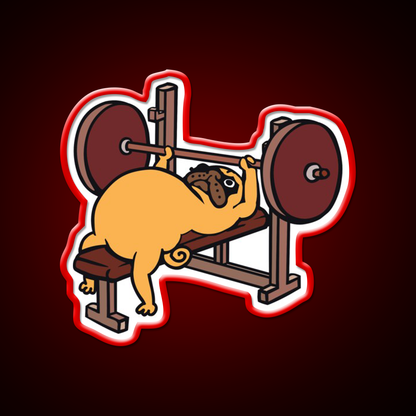 Pug Bench Press Gym Fitness Led Neon Sign Rgb Color