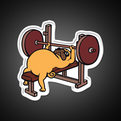 Pug Bench Press Gym Fitness Led Neon Sign Rgb Color