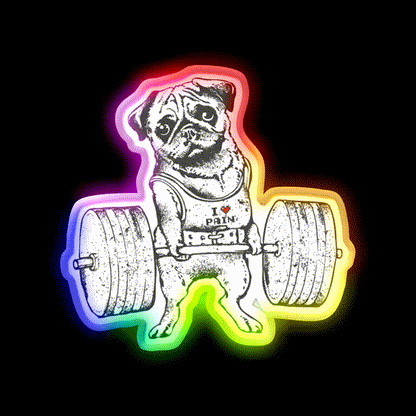 Pug Lift Gym Fitness Led Neon Sign Rgb Color