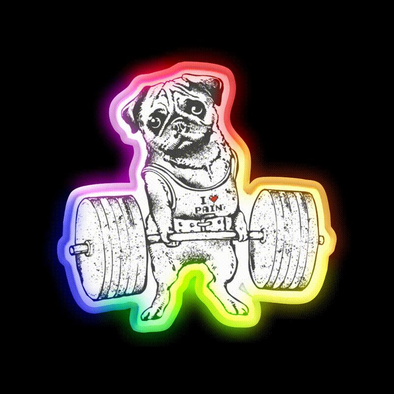Pug Lift Gym Fitness Led Neon Sign Rgb Color