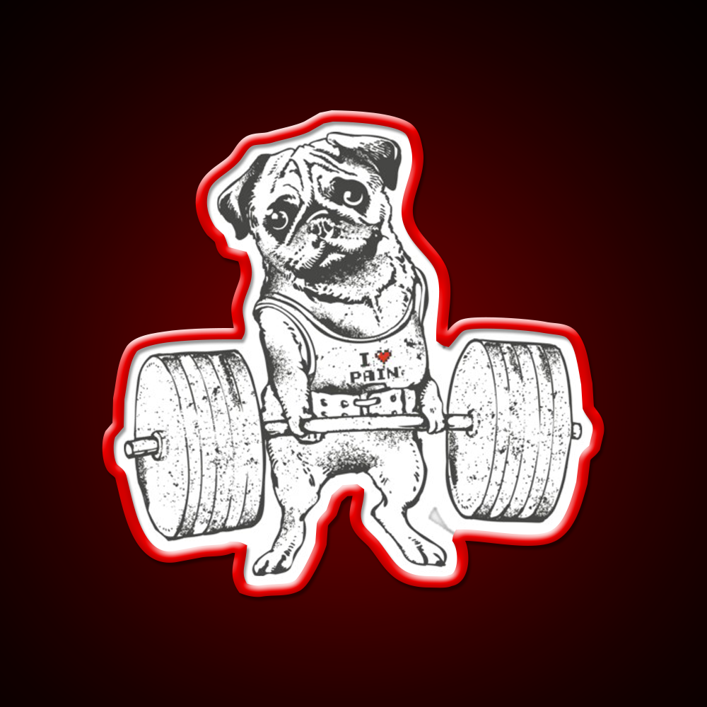 Pug Lift Gym Fitness Led Neon Sign Rgb Color