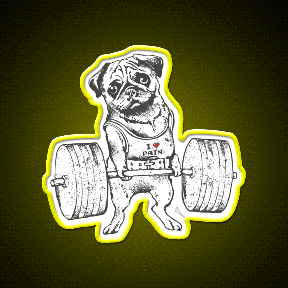 Pug Lift Gym Fitness Led Neon Sign Rgb Color
