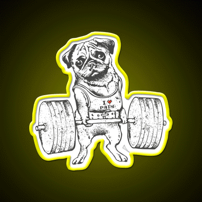 Pug Lift Gym Fitness Led Neon Sign Rgb Color