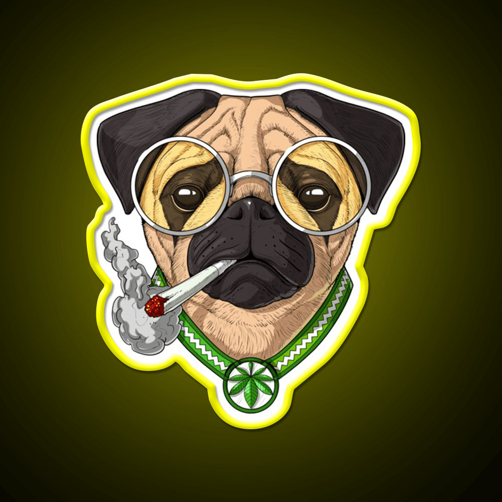 Pug Weed Hemp Inspired Green Leaf Led Neon Sign Rgb Color - Shineneon
