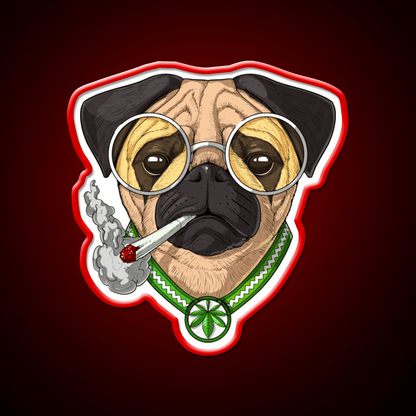 Pug Weed Hemp Inspired Green Leaf Led Neon Sign Rgb Color - Shineneon