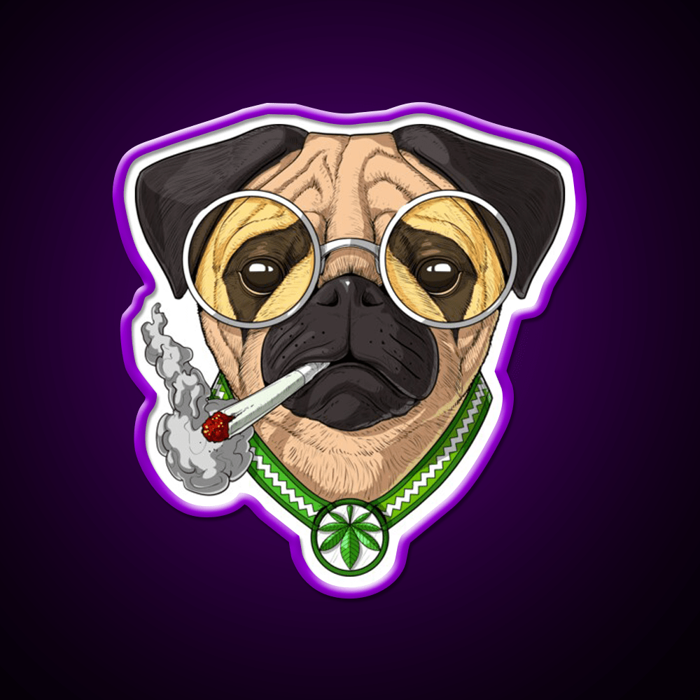 Pug Weed Hemp Inspired Green Leaf Led Neon Sign Rgb Color - Shineneon