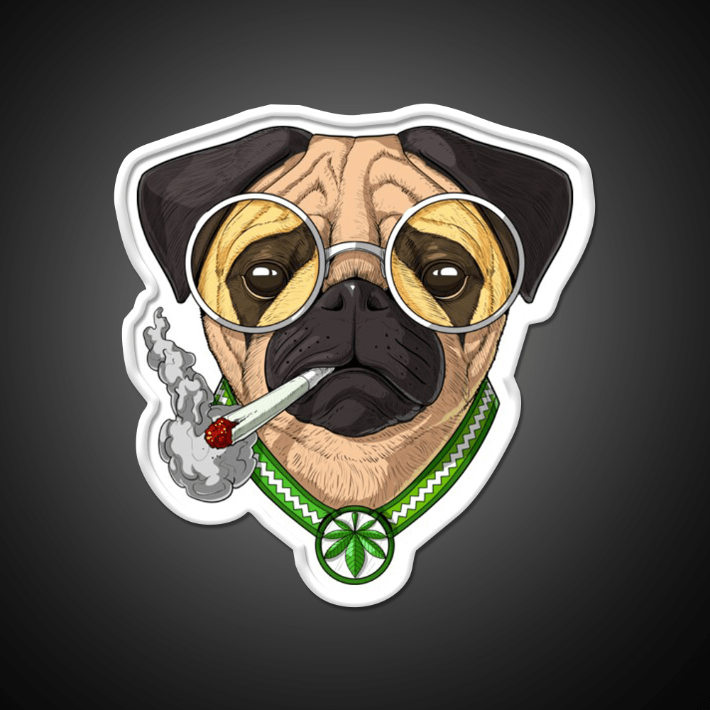 Pug Weed Hemp Inspired Green Leaf Led Neon Sign Rgb Color - Shineneon