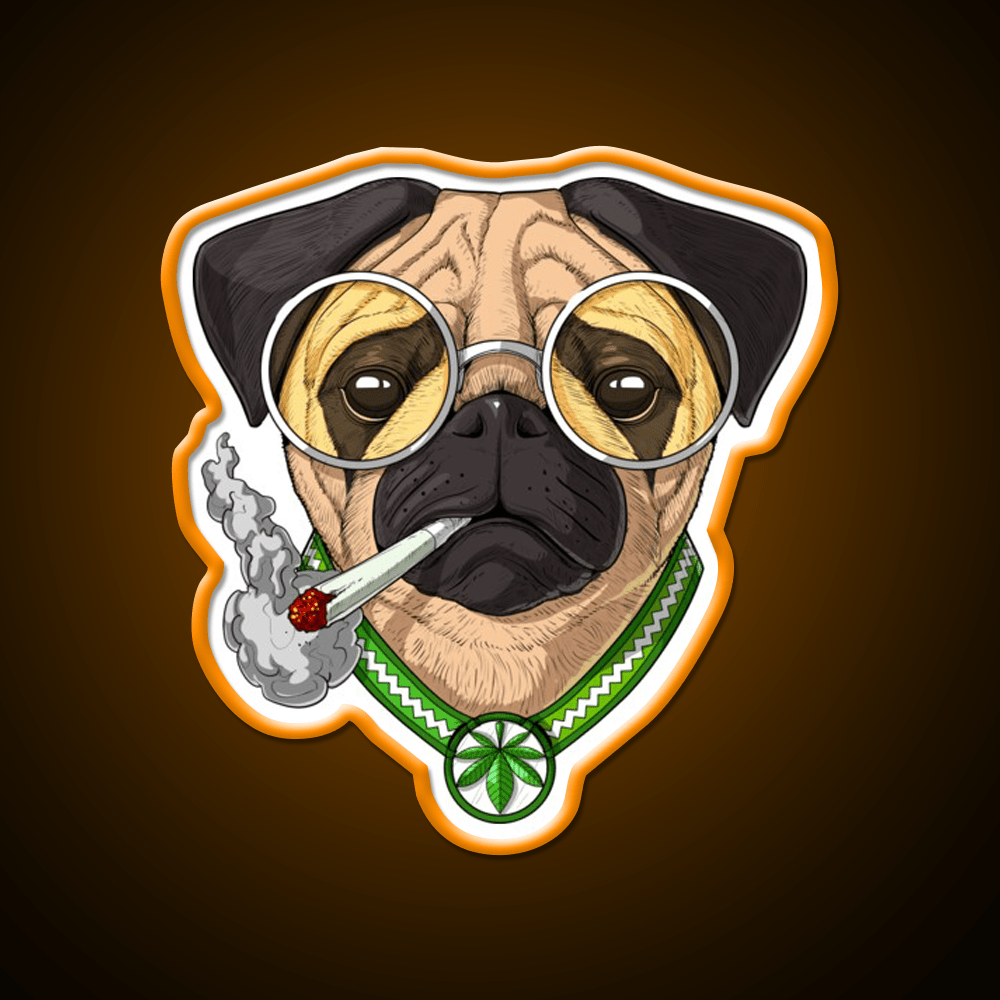 Pug Weed Hemp Inspired Green Leaf Led Neon Sign Rgb Color - Shineneon