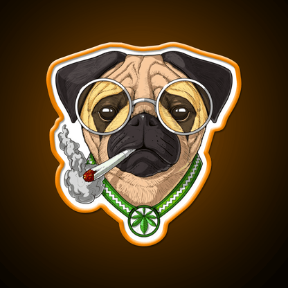 Pug Weed Hemp Inspired Green Leaf Led Neon Sign Rgb Color - Shineneon