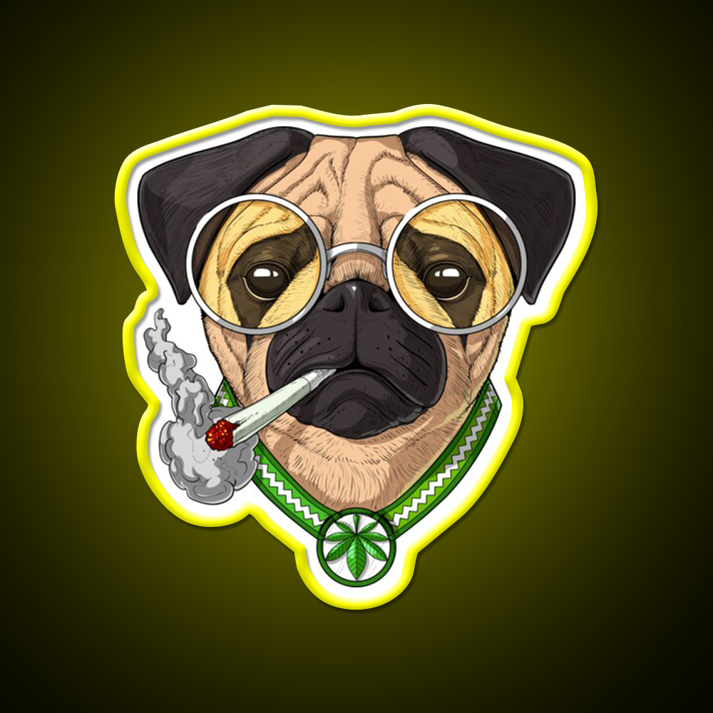 Pug Weed Hemp Inspired Green Leaf Led Neon Sign Rgb Color - LED neon sign view 7