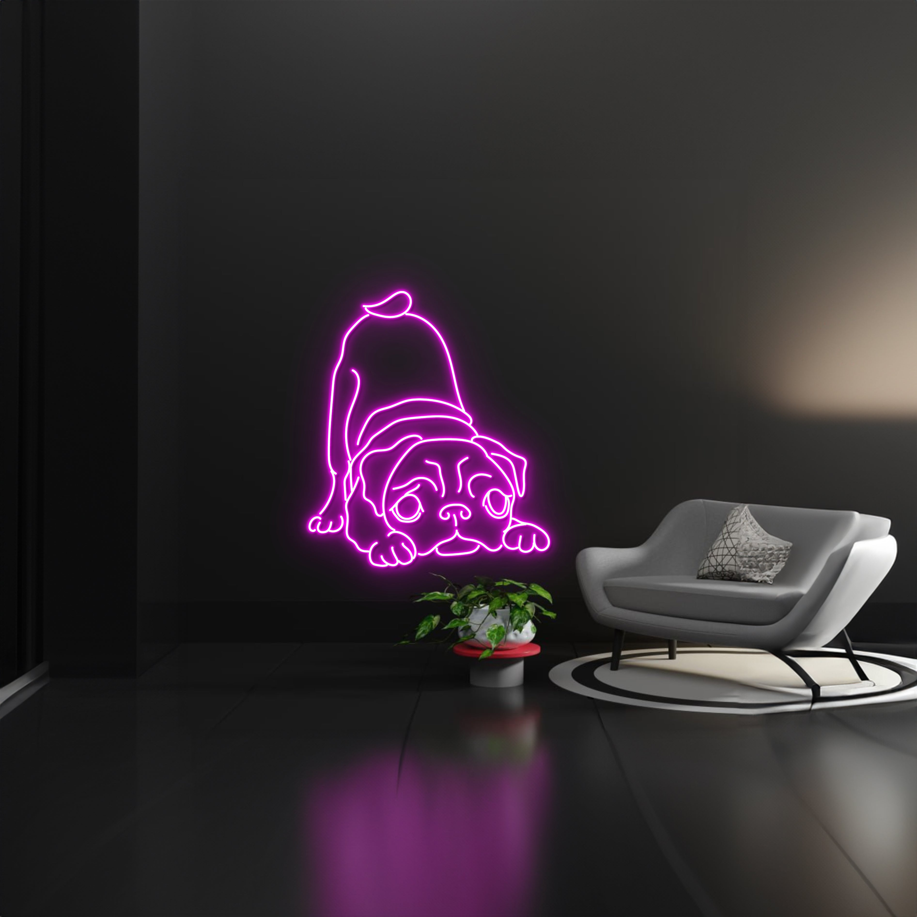 Pug Yoga Pose Led Sign | Shineneon