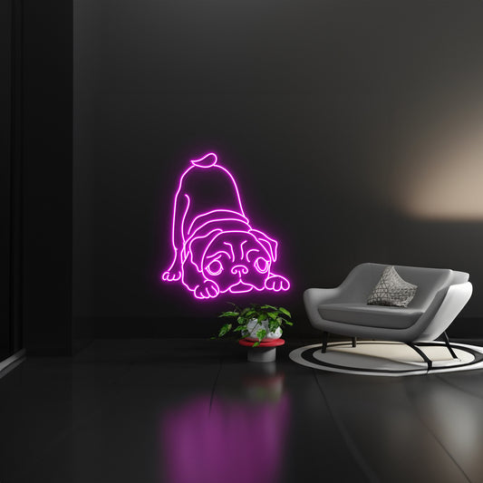 Pug Yoga Pose Led Sign