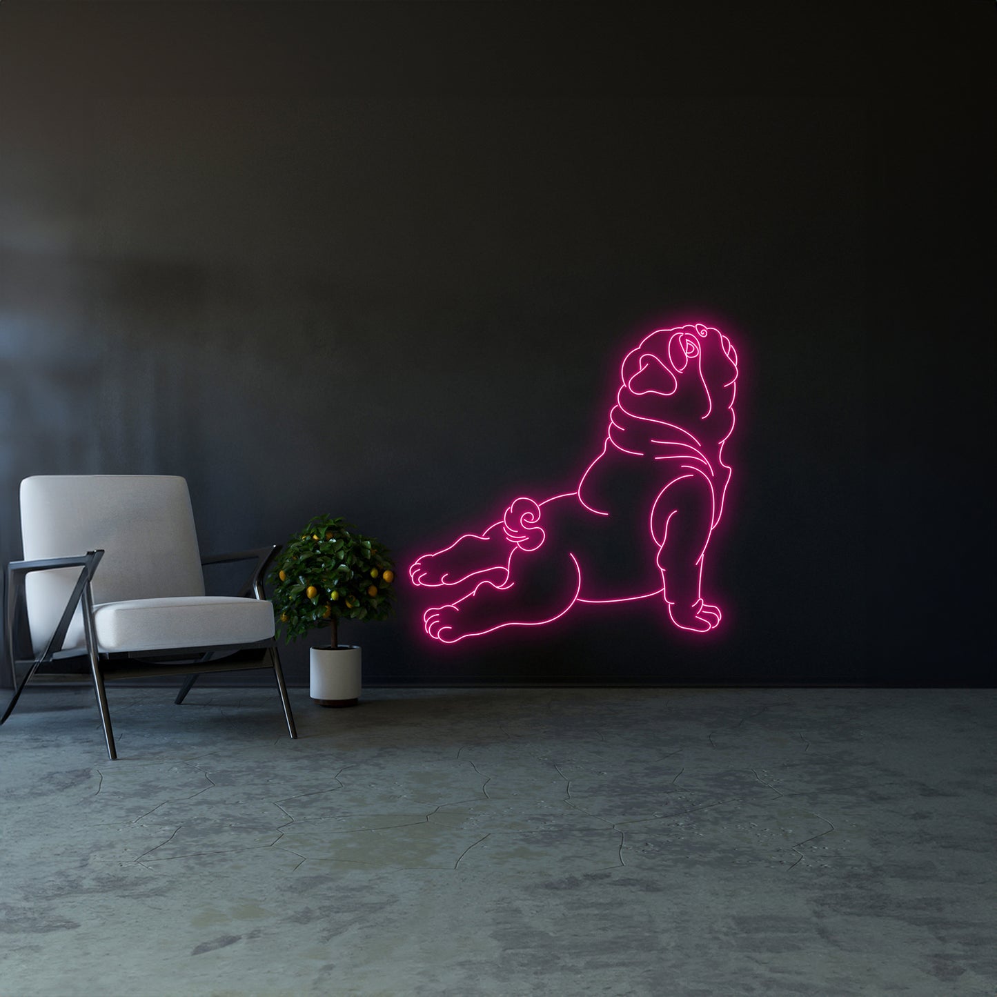 Pug Yoga Pose Neon Signs