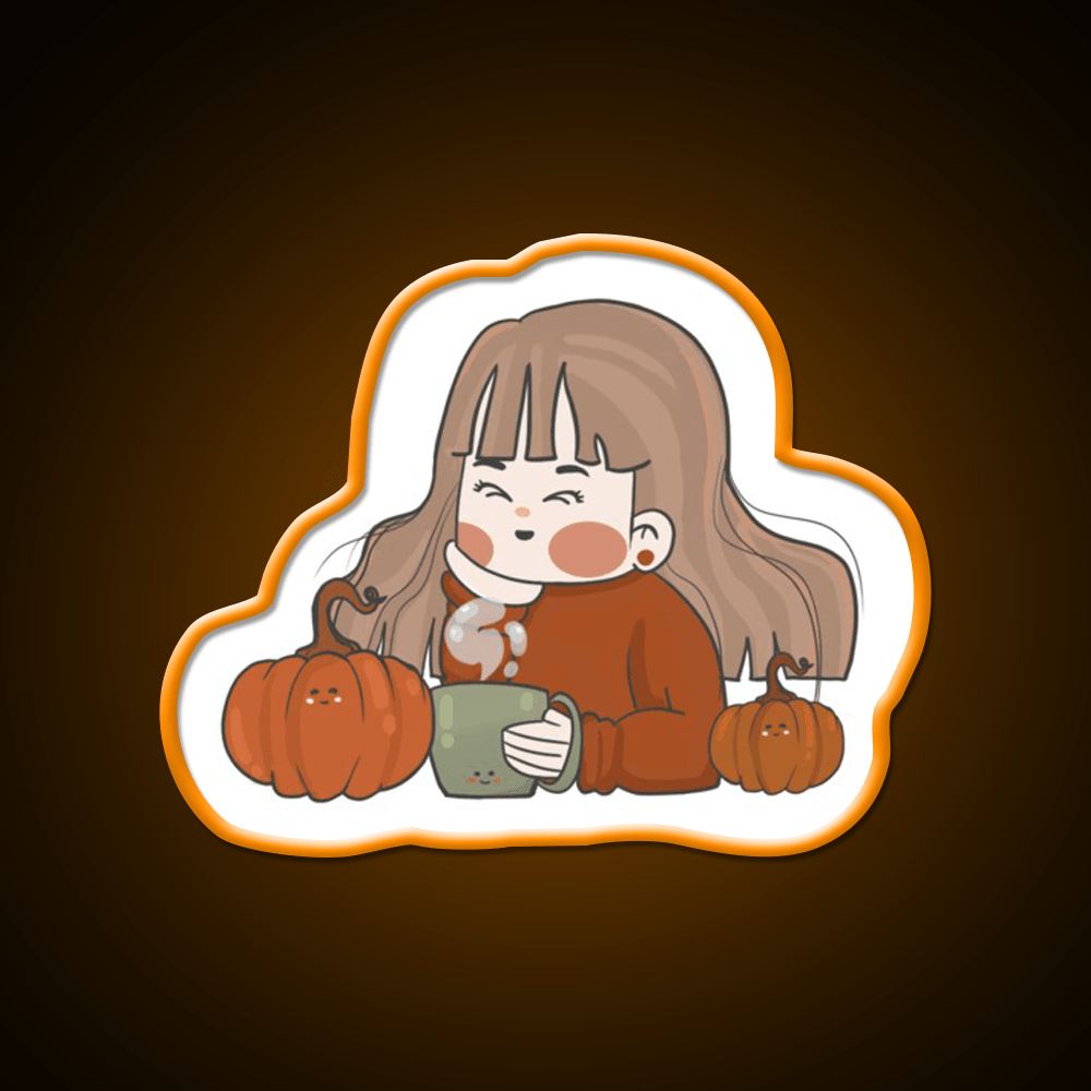 Pumpkin Girl Cafe Led Neon Sign Espresso Bar Art Rgb Color - Shineneon
