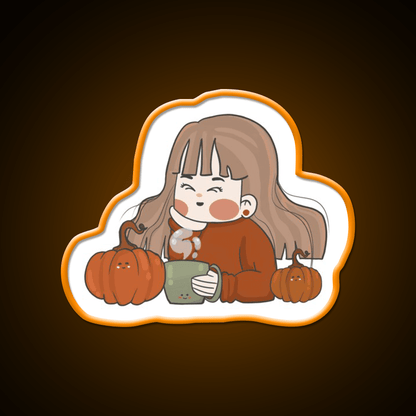 Pumpkin Girl Cafe Led Neon Sign Espresso Bar Art Rgb Color - Shineneon