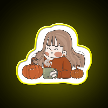 Pumpkin Girl Cafe Led Neon Sign Espresso Bar Art Rgb Color - Shineneon