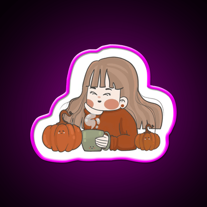 Pumpkin Girl Cafe Led Neon Sign Espresso Bar Art Rgb Color - Shineneon