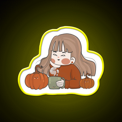 Pumpkin Girl Cafe Led Neon Sign Espresso Bar Art Rgb Color