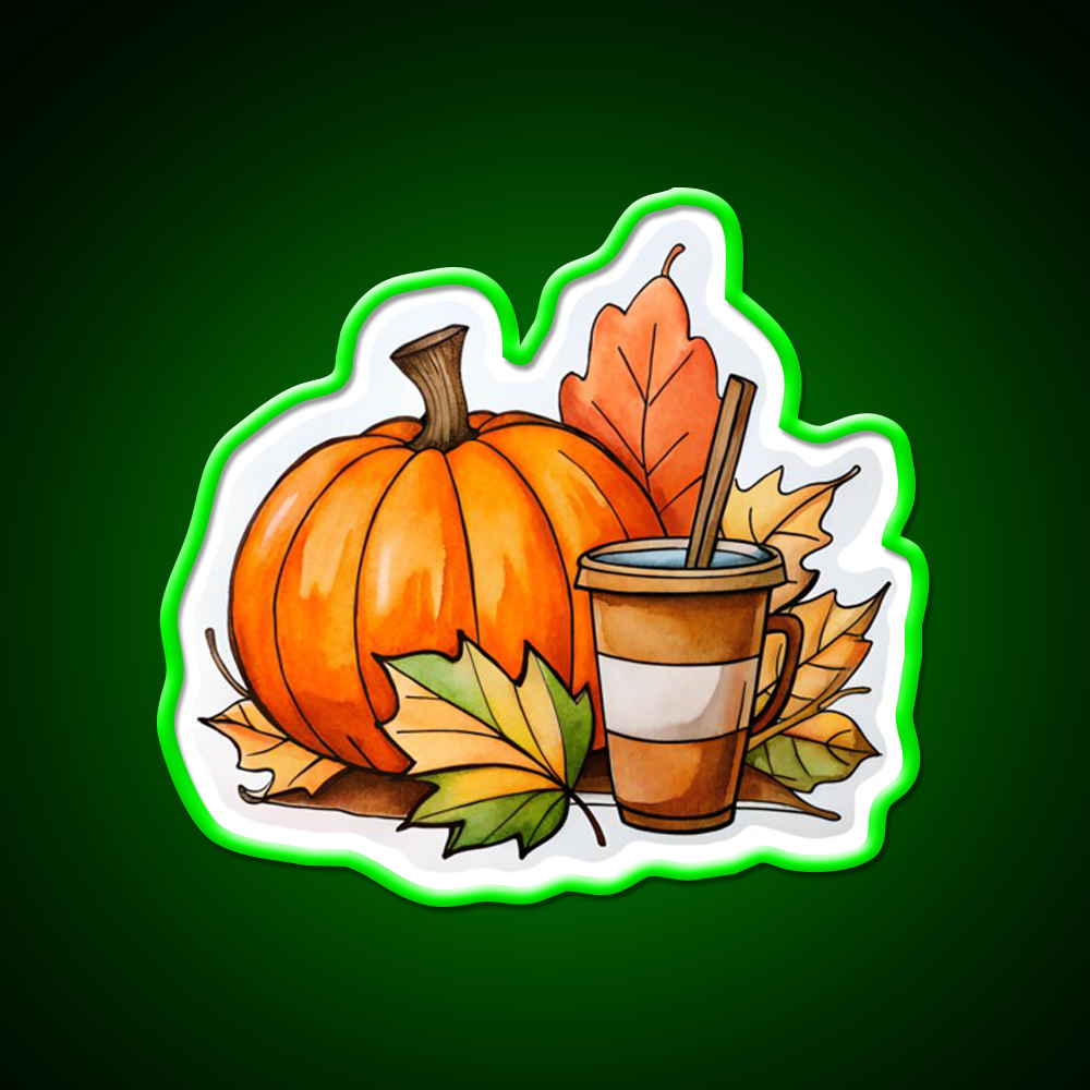 Pumpkin Latte Coffee Vibes Cafe Led Neon Sign Espresso Bar Art Rgb Color
