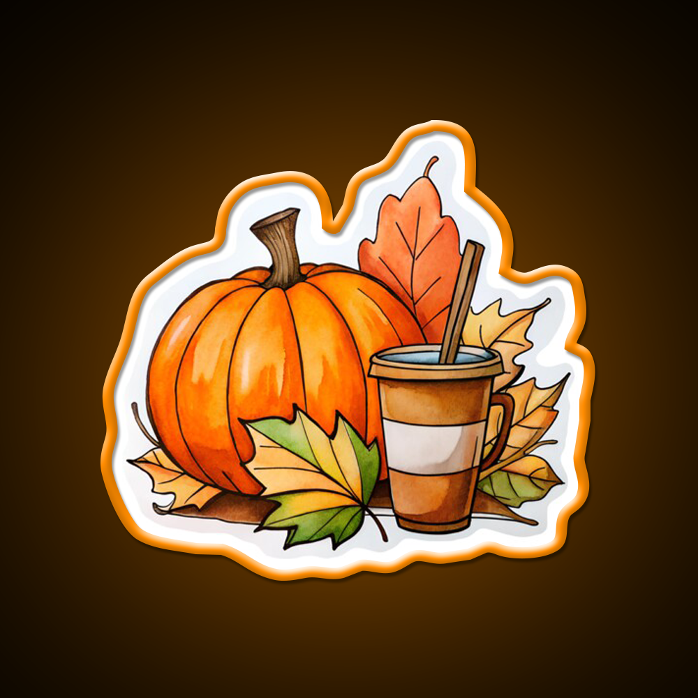 Pumpkin Latte Coffee Vibes Cafe Led Neon Sign Espresso Bar Art Rgb Color