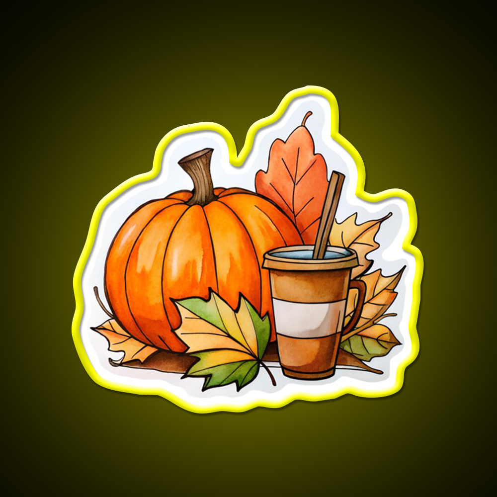 Pumpkin Latte Coffee Vibes Cafe Led Neon Sign Espresso Bar Art Rgb Color