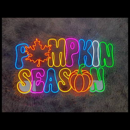 Pumpkin Season Led Neon Sign Hello Fall Neon Pumpkin Wall Sign - Shineneon