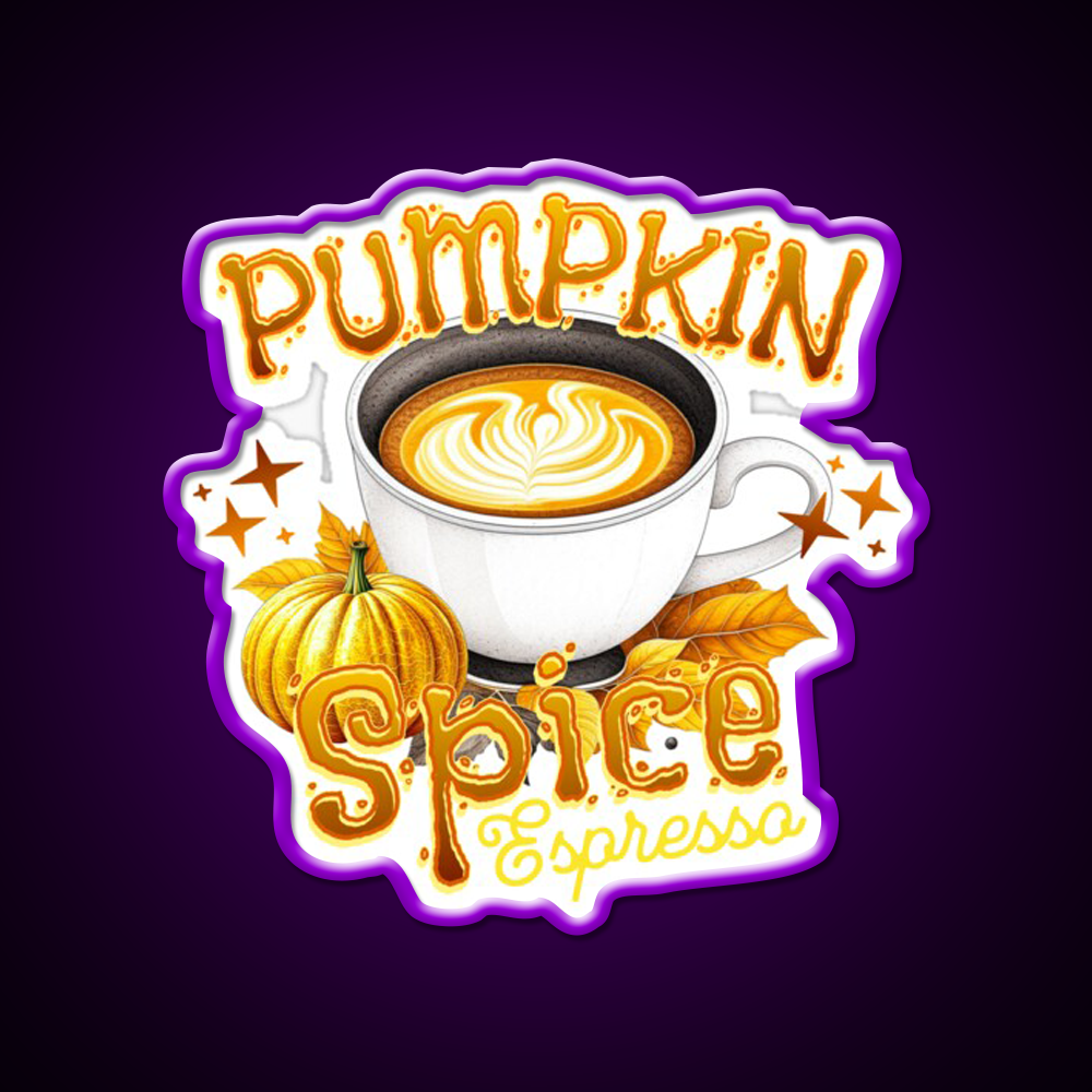 Pumpkin Spice Espresso Vibes Cafe Led Neon Sign Espresso Bar Art Rgb Color