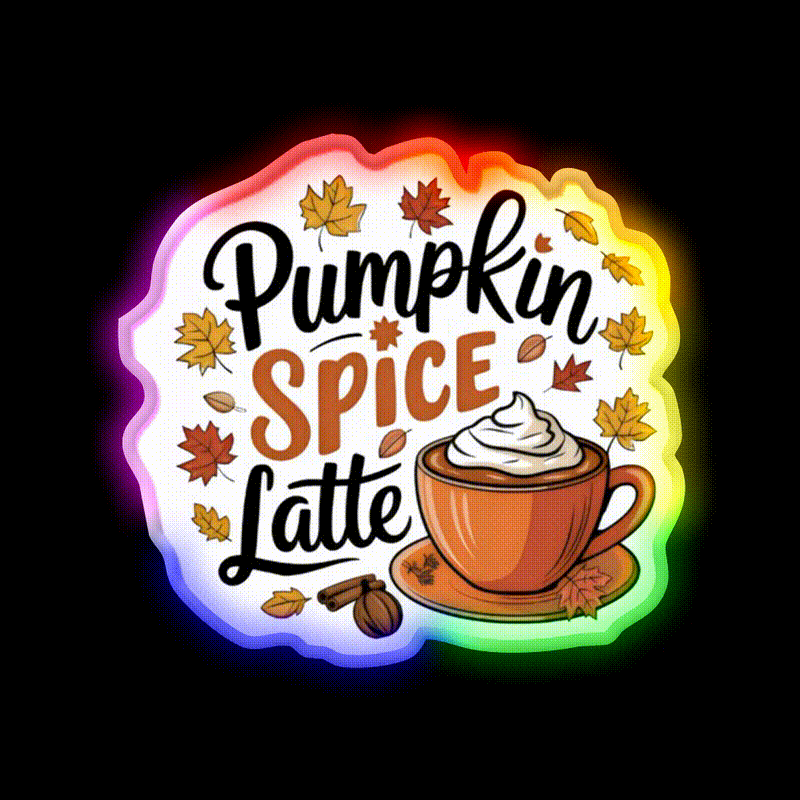 Pumpkin Spice Latte Cafe Led Neon Sign Espresso Bar Art Rgb Color