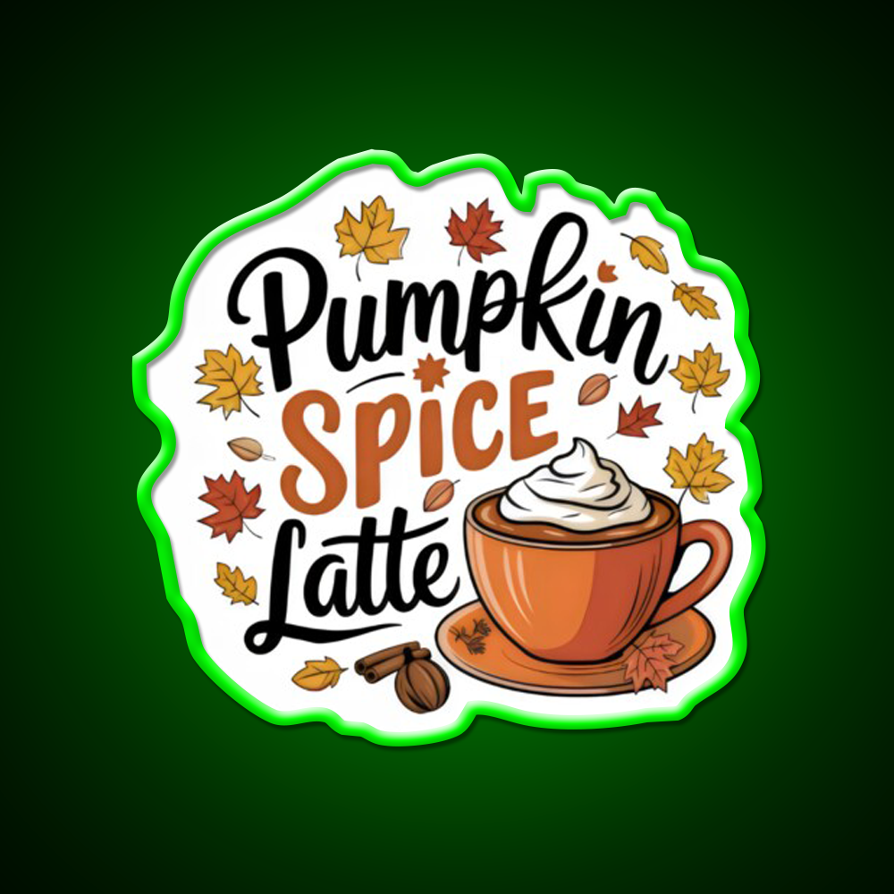 Pumpkin Spice Latte Cafe Led Neon Sign Espresso Bar Art Rgb Color