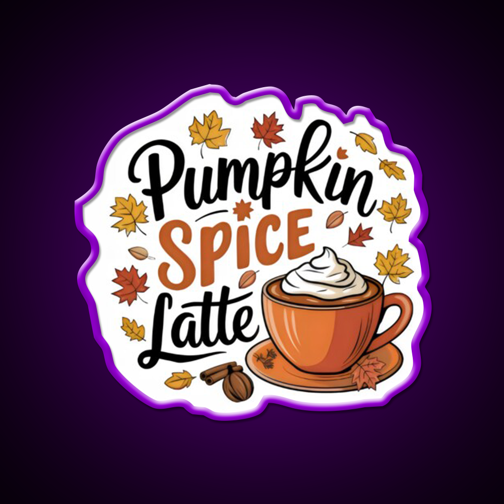 Pumpkin Spice Latte Cafe Led Neon Sign Espresso Bar Art Rgb Color