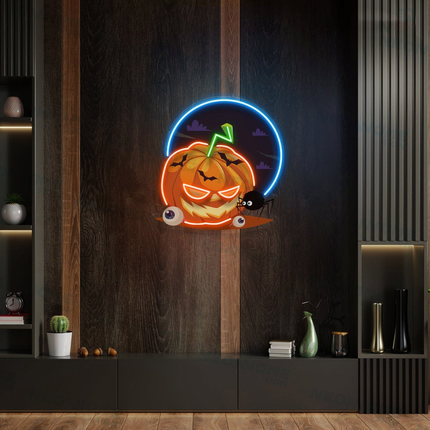 Pumpkin Spider Led Uv Led Neon Sign Halloween Decor Indoor For Home | Shineneon