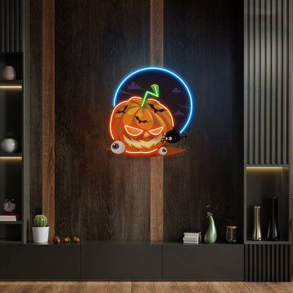 Pumpkin Spider Led Uv Led Neon Sign Halloween Decor Indoor For Home | Shineneon
