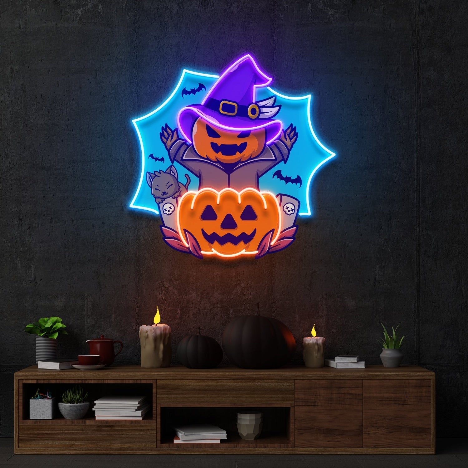 Pumpkin Witch Neon Acrylic Artwork | Shineneon