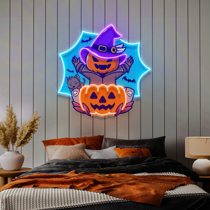 Pumpkin Witch Neon Acrylic Artwork | Shineneon