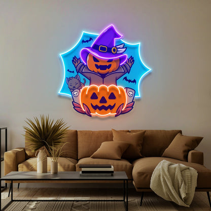 Pumpkin Witch Neon Acrylic Artwork | Shineneon
