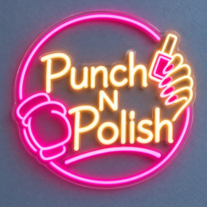 Punch N Polish Custom LED Neon Sign | 3cf87a5b9168900883a627c1272b79bcd74ae8e8413fc4d63532386c5cac6767 | effect