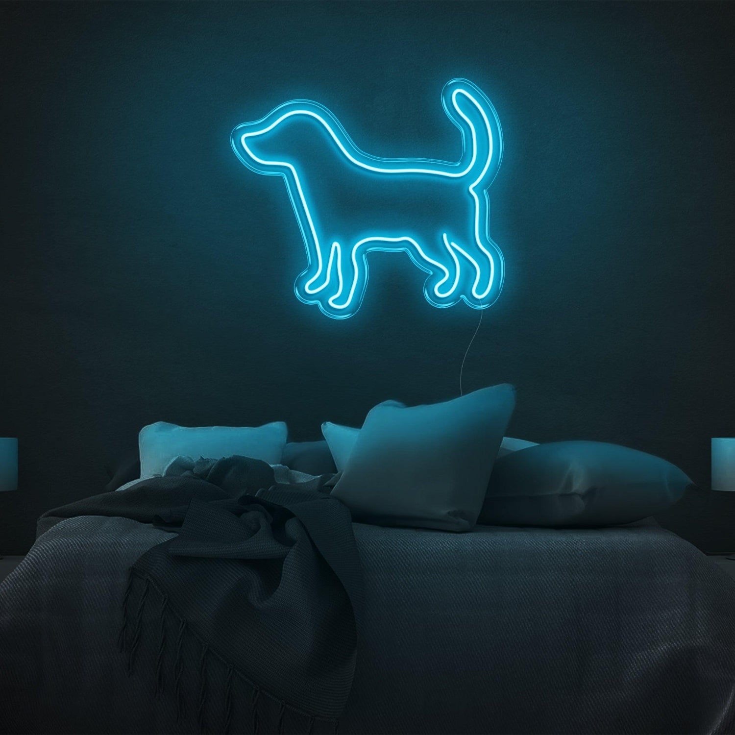 Puppy Silhouette White Led Neon Sign For Modern Bedroom Decor | Shineneon