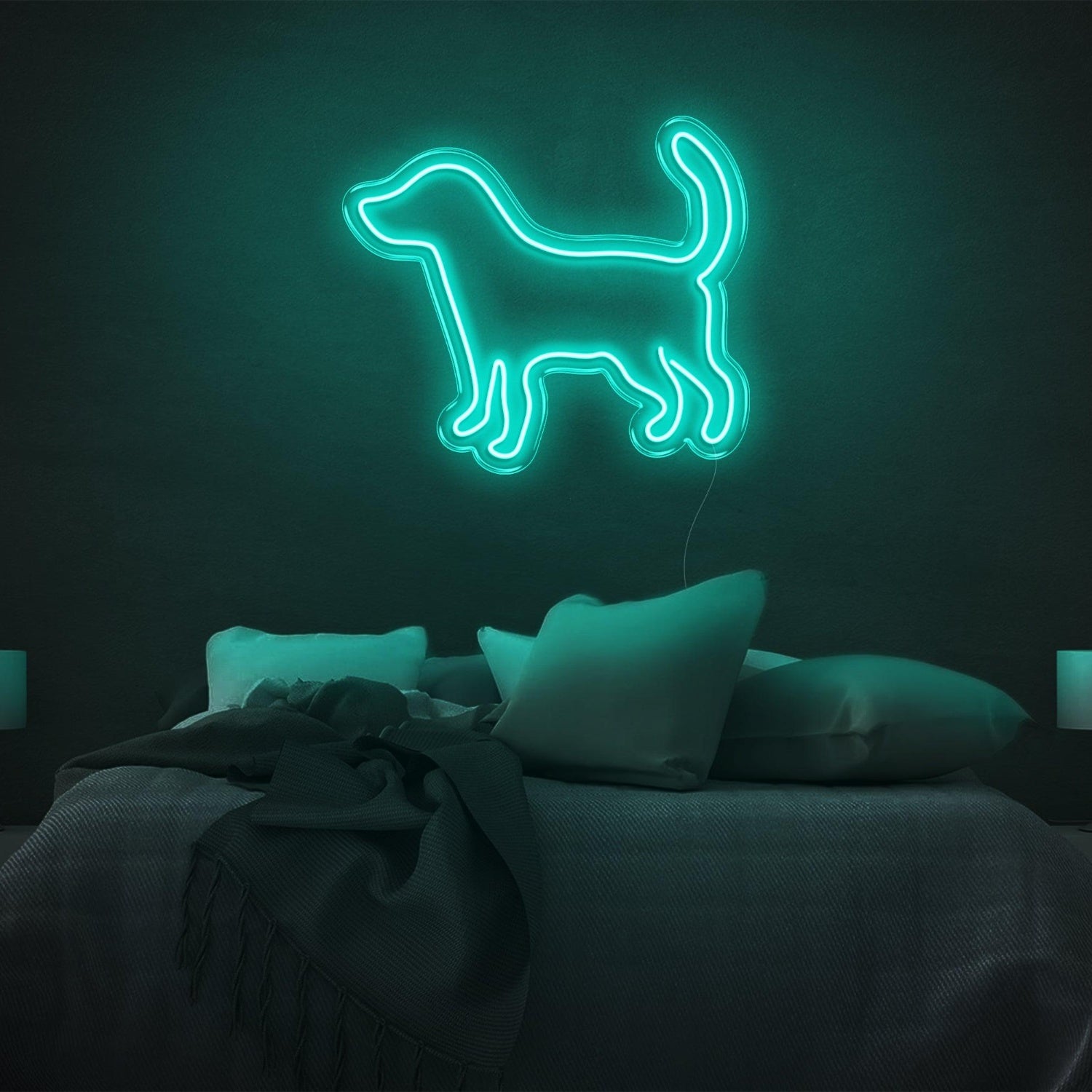 Puppy Silhouette White Led Neon Sign For Modern Bedroom Decor | Shineneon