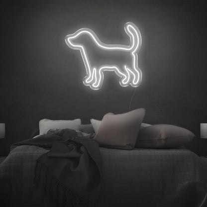 Puppy Silhouette White Led Neon Sign For Modern Bedroom Decor | Shineneon
