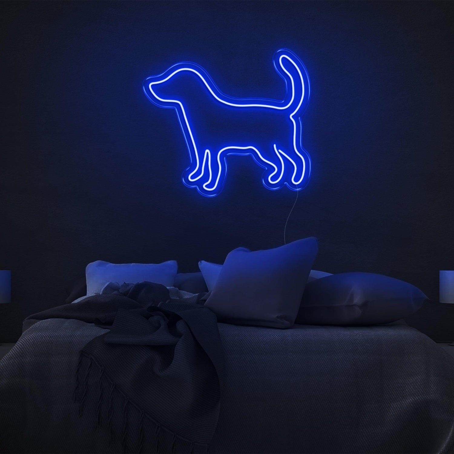 Puppy Silhouette White Led Neon Sign For Modern Bedroom Decor | Shineneon