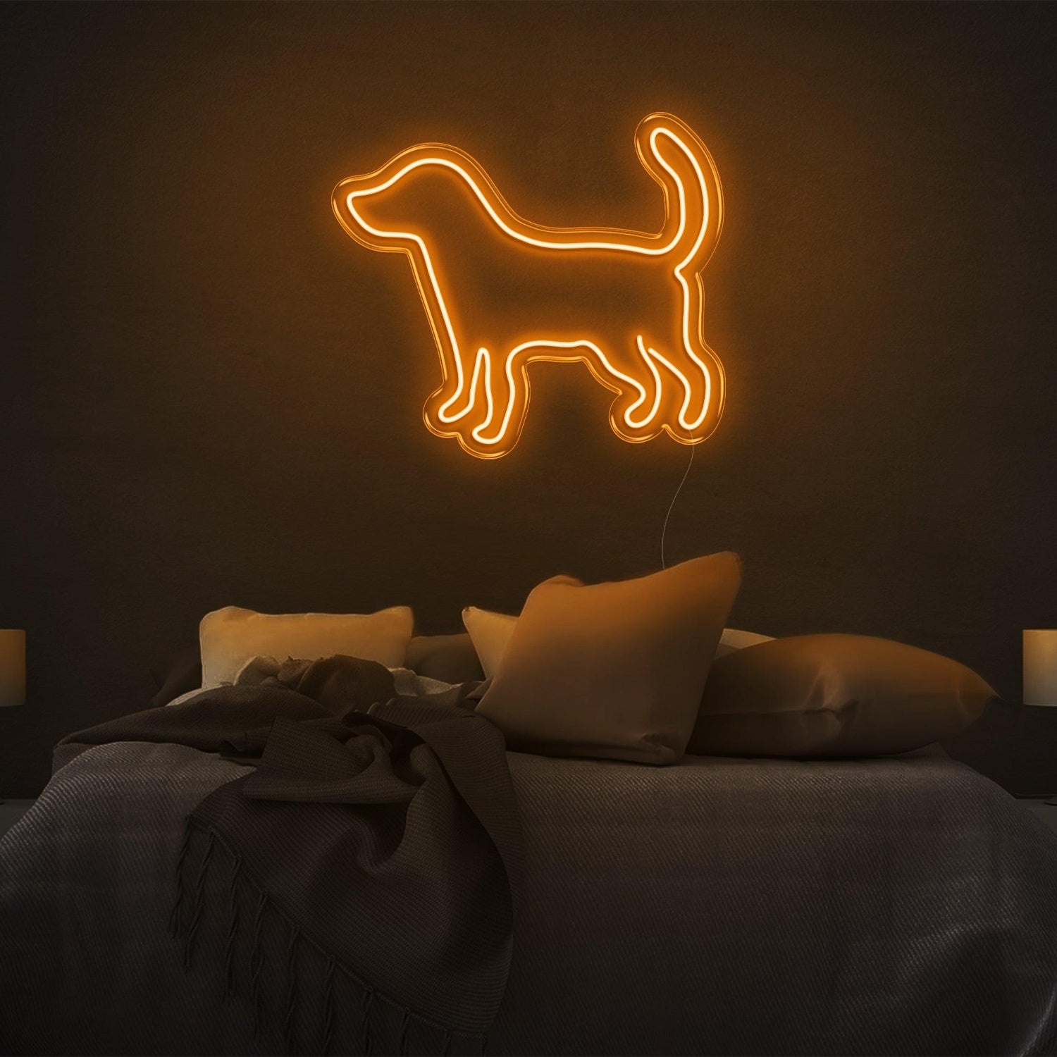 Puppy Silhouette White Led Neon Sign For Modern Bedroom Decor | Shineneon