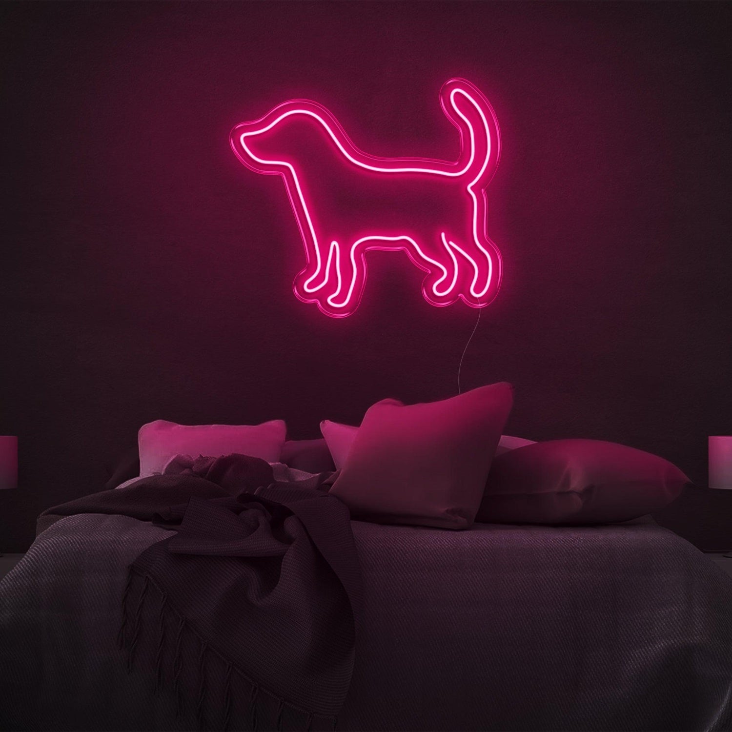 Puppy Silhouette White Led Neon Sign For Modern Bedroom Decor | Shineneon