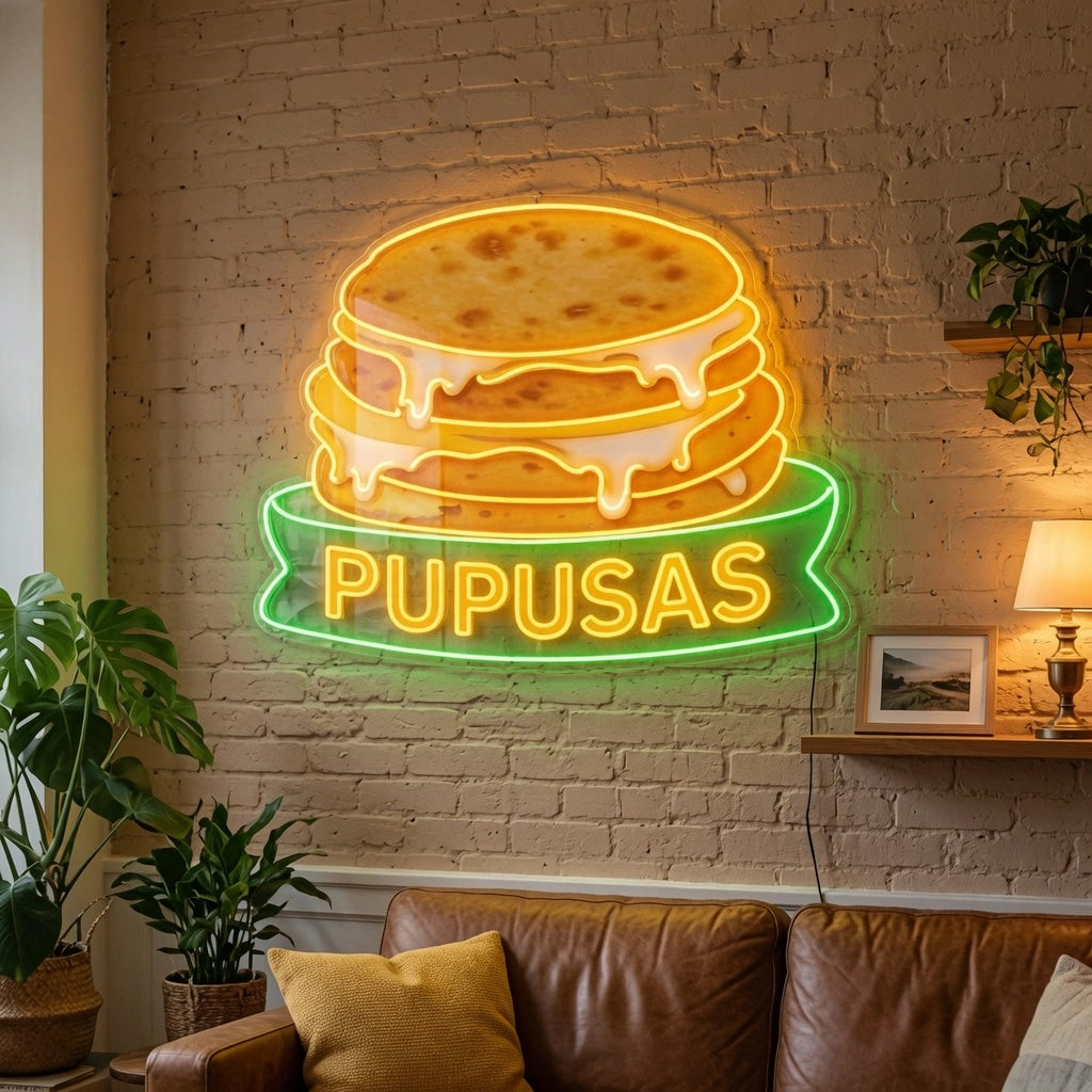 Pupusas Wall Decor LED Neon Sign - 03 Real Lifestyle Scene