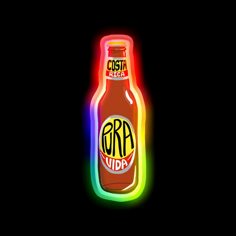 Pura Vida Beer Bar Decor Led Neon Sign Rgb Color - LED neon sign close-up detail