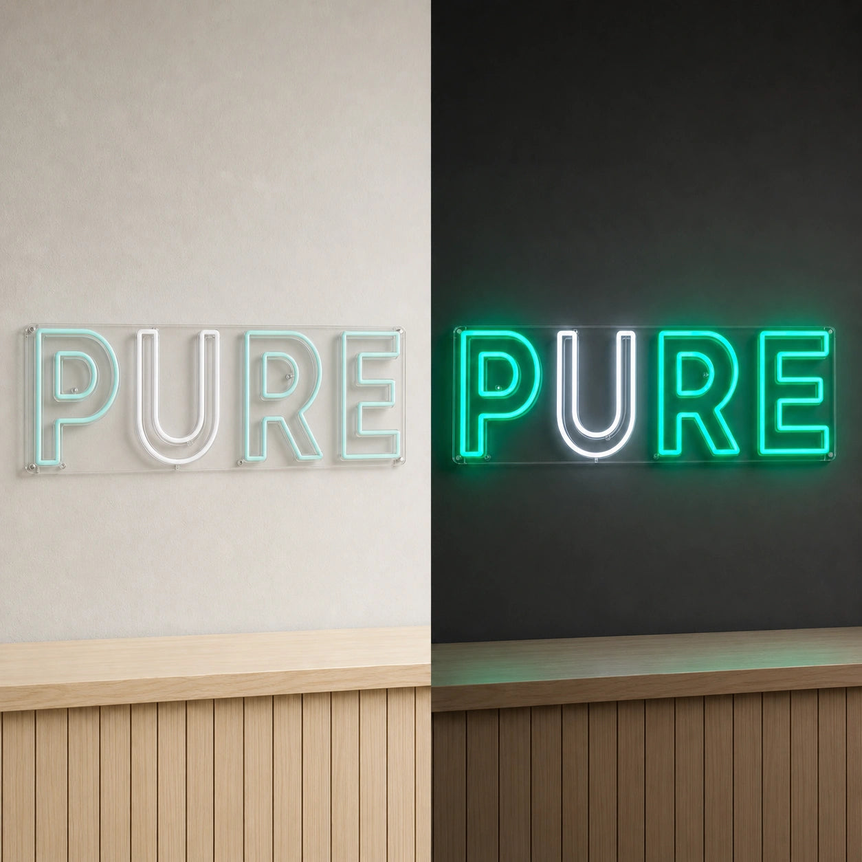 Pure LED Neon Sign Garage Man Cave Neon Sign day and night comparison