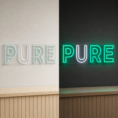 Pure LED Neon Sign Garage Man Cave Neon Sign day and night comparison