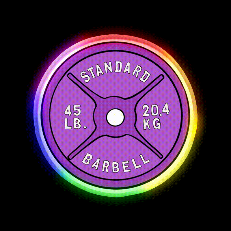 Purple 45 Lb Plate Gym Fitness Led Neon Sign Rgb Color
